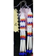 Native American Beaded Porcupine Quill Earrings 2.75&quot; Dangle Seminole Ha... - $29.99