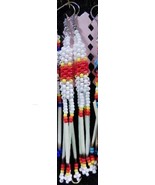 Native American Beaded Porcupine Quill Earrings 3&quot; Dangle White Seminole... - £23.48 GBP