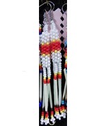 Native American Beaded Porcupine Quill Earrings 3&quot; Dangle White Seminole... - $29.99