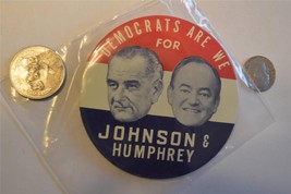 Democrats we are for Johnson  &amp; Humphrey pinback 3 inch - £5.58 GBP