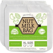 2Pcs Nut Milk Bag Reusable Food Strainer Nylon Mesh For Nutmilk Juices C... - $13.29