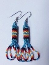 Native American Beaded Earrings 2&quot; Long Dangle Glass Cherokee Handmade Turquoise - £23.59 GBP