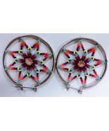 Native American DreamCatcher Hoop Earrings Glass Beads Multi Color Gold ... - €25,57 EUR