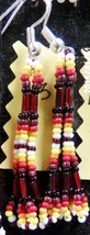 Native American Beaded Glass Dangle Earrings 1 3/4&quot; Red Yellow Seminole ... - £19.97 GBP