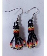 Native American Glass Bead Dangle Earrings Seminole Indian HandMade Blac... - £19.65 GBP