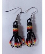 Native American Glass Bead Dangle Earrings Seminole Indian HandMade Blac... - $24.99
