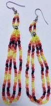 Native American Beaded Earrings 3" Dangle Glass Bright Colors Seminole Handmade - $24.99