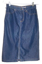 Tyte American Standard Blue Jean Denim Skirt w/front Slit Sz 5 - £25.17 GBP