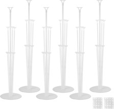 6 Sets Balloon Stand Kits Balloon Sticks with Base for Table Centerpieces Gradua - £27.09 GBP