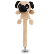 Soft Fluffy Pug Dog Stuffed Animal Writing Pens, Cute Ballpoint Pen - £21.77 GBP