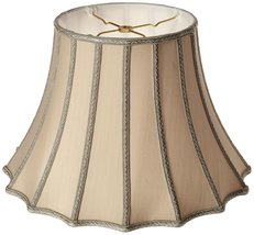 Royal Designs Scalloped Bell with Vertical Piping Designer Lamp Shade, Beige, 9  - $85.09