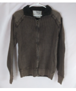 BKE Athletic Fit Men&#39;s Full Zip Collared Ribbed Brown Sweater Jacket Siz... - $282.24 MXN