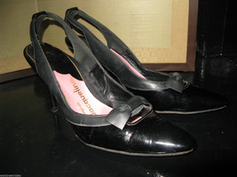 Vintage pinup stilettos high heels pumps shoes patent leather USA 7 UK4.... - $138.97