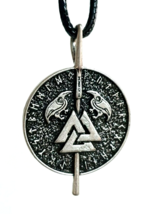 Odins Ravens Spear Necklace Pendant Huggin Munnin Valknut Runes Norse Pagan - £9.79 GBP