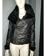 Badgley Mischka Sheep Skin Leather Lamb Fur Biker Motorcycle  Jacket S NWT - $795.00