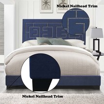 Ishiko III King Bed, Dark Blue Velvet - $407.00