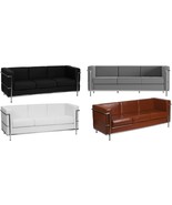 Stainless Exo-Frame Leather-Soft French Swiss 3-Seat Sofa Black White Br... - $1,942.28 CAD+