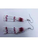 Native American Beaded Dangle Earrings 2&quot; Seminole Hand Made Pinks White... - £15.72 GBP