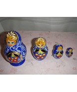 Wooden Nesting Doll 4 Piece Royal Blue With Gold - $20.99