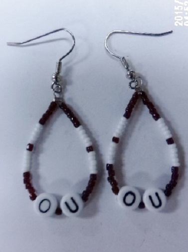 Native American Beaded Earrings 1.5&quot; Dangle Hoop Oklahoma OU Sooners Cri... - $19.99