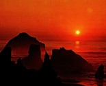 Sunset on the Oregon Coast Plastichrome Colourpicture Chrome Postcard P7... - $3.91
