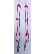 Native American Beaded Earrings 6&quot; Dangle Cheyenne Made Hot Pink Opalese... - £11.73 GBP