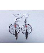 Native American Beaded Dangle Earrings Indian Hand Made Feather Dreamcat... - $14.99