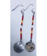 Native American Beaded Abalone Shell Dangle Earrings Red Cherokee Single... - €12,78 EUR