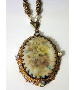 Vintage Large W Germany Edwardian Style Pendant on Gold Tone Chain - €38,46 EUR