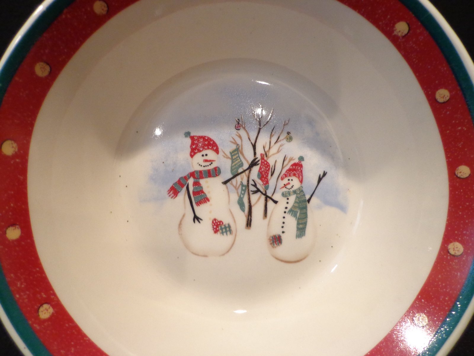 ROYAL SEASONS SNOWMAN Stoneware Bowl Christmas Bowl 6.75&quot; Christmas Tabl... - $14.16
