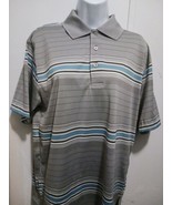 PGA Tour Pro Series Gray Striped Golf Polo Shirt Men&#39;s Size M Medium - £7.78 GBP