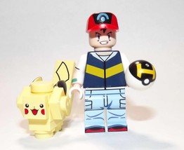 Ash Ketchum and Pikachu Pokemon Y and X Cartoon game Building Minifigure Bricks  - £5.56 GBP