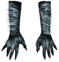 Zagone Killer Wolf Gloves, Grey Fingers Faux Fur Black Glove - £91.41 GBP