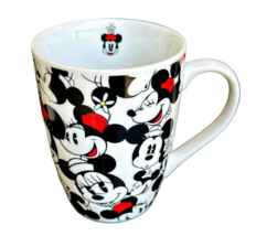 Minnie and Mickey Mouse Coffee Mug Disney Black White Red w Daisy Flowers 12 OZ - £6.79 GBP