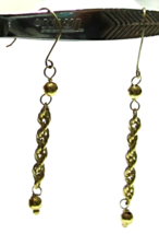 10K Yellow Gold French Rope &amp; Ball Dangle Earrings, 1.75&quot;L, 0.5 Grams - NEW - £117.94 GBP