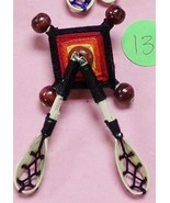 Native American Hatpin God&#39;s Eye Ballstick Black Red Hat Pin Seminole Ha... - $34.27 CAD