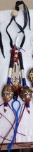 Native American Car Mirror Decoration Painted Pecan Shell Shakers Beaded Feather - $24.99
