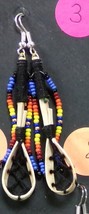 Native American Hand Made Dangle Beaded Ball Sticks Earrings Unique Semi... - $25.00