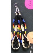 Native American Hand Made Dangle Beaded Ball Sticks Earrings Unique Semi... - £19.65 GBP