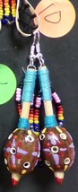 Native American Hand Made Dangle Beaded Pecan Shell Shaker Rattle Earrin... - $25.00