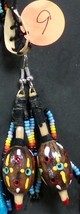 Native American Hand Made Dangle Beaded Pecan Shell Shaker Rattle Earrings Semin - £19.98 GBP