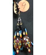 Native American Hand Made Dangle Beaded Pecan Shell Shaker Rattle Earrin... - £19.65 GBP