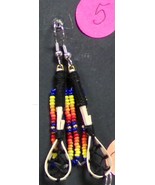 Native American Hand Made Dangle Beaded Ballstick Earrings Black Seminol... - £19.65 GBP