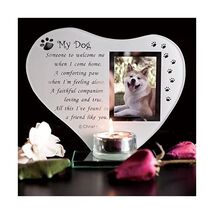 My Dog - Inspirational poem, candle and photo holder glass memorial plaque  - $32.00
