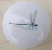 Ceramic Cabinet  Knobs W/ Dragonflies Dragonfly #2 Insect - $4.46