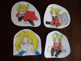 4x Full Metal Alchemist Edward Elric chibi drawings handmade poster anime - £3.16 GBP