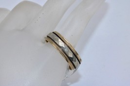 14K Two Tone Gold 7mm Diamond Pattern Milgrain Wedding Band Ring 10.5 - $605.58 CAD