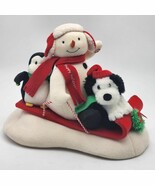 Hallmark Jingle Pals Sleigh Ride Christmas Snowman with Dog &amp; Penguin Di... - $34.60 CAD