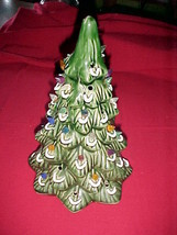 Ceramic Christmas Tree Holiday Center Piece;Holes for Lights;13&#39; tall; 8.5&quot; base - £35.23 GBP