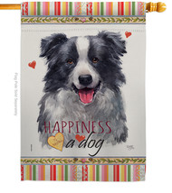 Border Collie Happiness - Impressions Decorative House Flag H110158-BO - £32.90 GBP